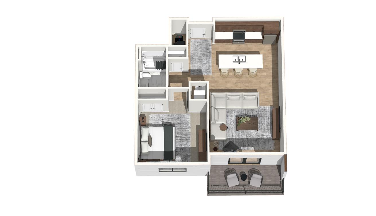 1 Bedroom furnished floor plan