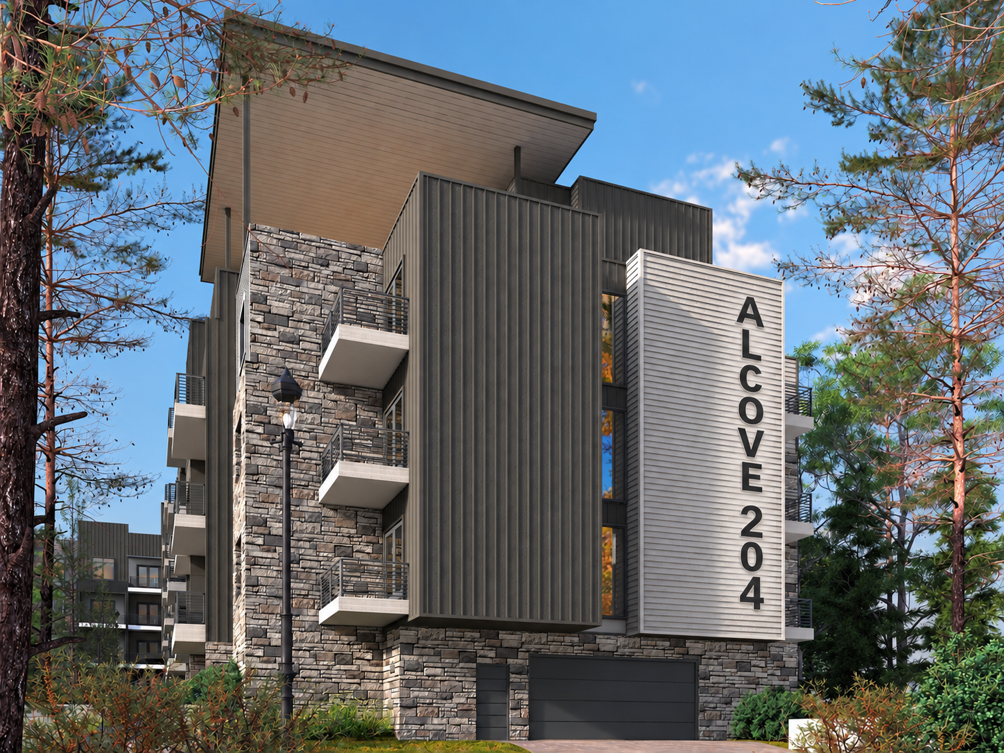 Alcove 204 exterior signage rendering